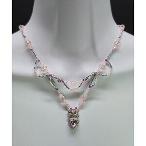 Unique Handcrafted 925 Sterling Silver Ruby Sweet Heart Inspired beaded Necklace